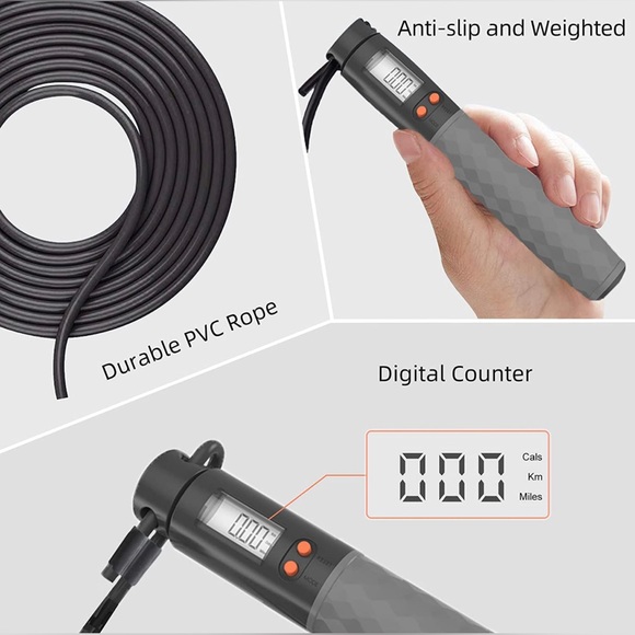 New - Digital Fitness Jump Rope with Calorie Counter and Cordless Mode - Picture 8 of 11